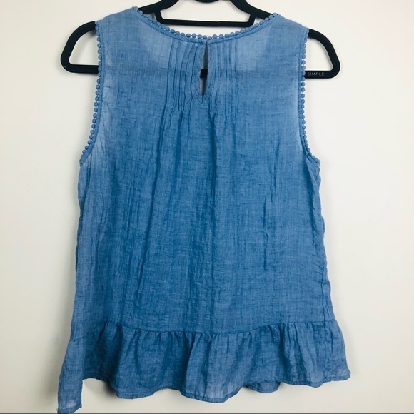 Lauren Conrad sleeveless blue chambray‎ top - Picture 5 of 14